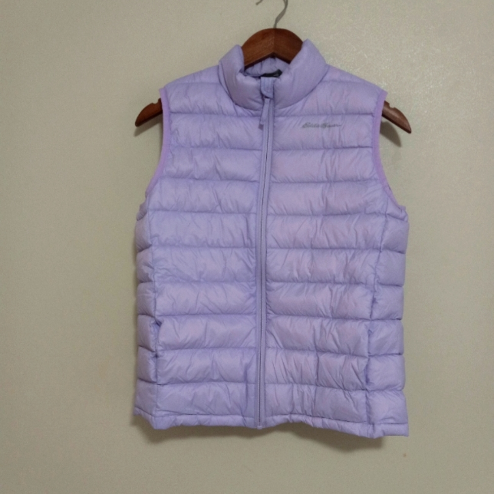 Eddie Bauer L 14 Girls Duck Down Puffer Zip Front Vest in Lilac Kids - Picture 11 of 11